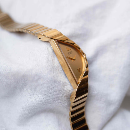 Seiko Half Moon: Vintage Cocktail Watch 90s Ladies Golden Dainty with Champagne Dial
