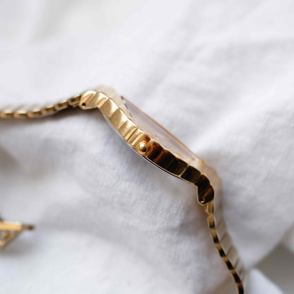 Seiko Half Moon: Vintage Cocktail Watch 90s Ladies Golden Dainty with Champagne Dial