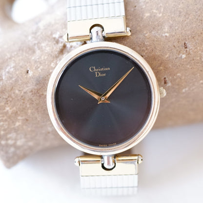 Christian Dior Watch: Ladies 80s Golden Two Tone Iconic with Black Dial