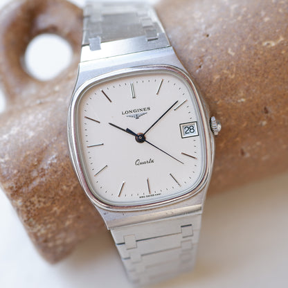 Longines Vintage Watch: Ladies 80s Silver Classic with White Dial