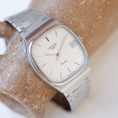 Longines Vintage Watch: Ladies 80s Silver Classic with White Dial