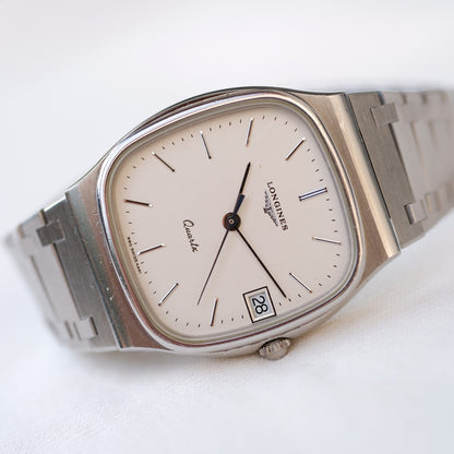 Longines Vintage Watch: Ladies 80s Silver Classic with White Dial