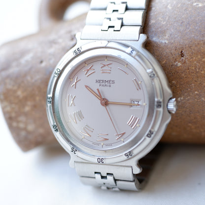 Hermes Vintage Watch: Ladies 90s Silver with Roman Gray Dial