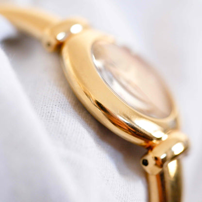 Michel Herbelin Cocktail Watch: Vintage Bangle Ladies 90s Golden with Champagne Dial