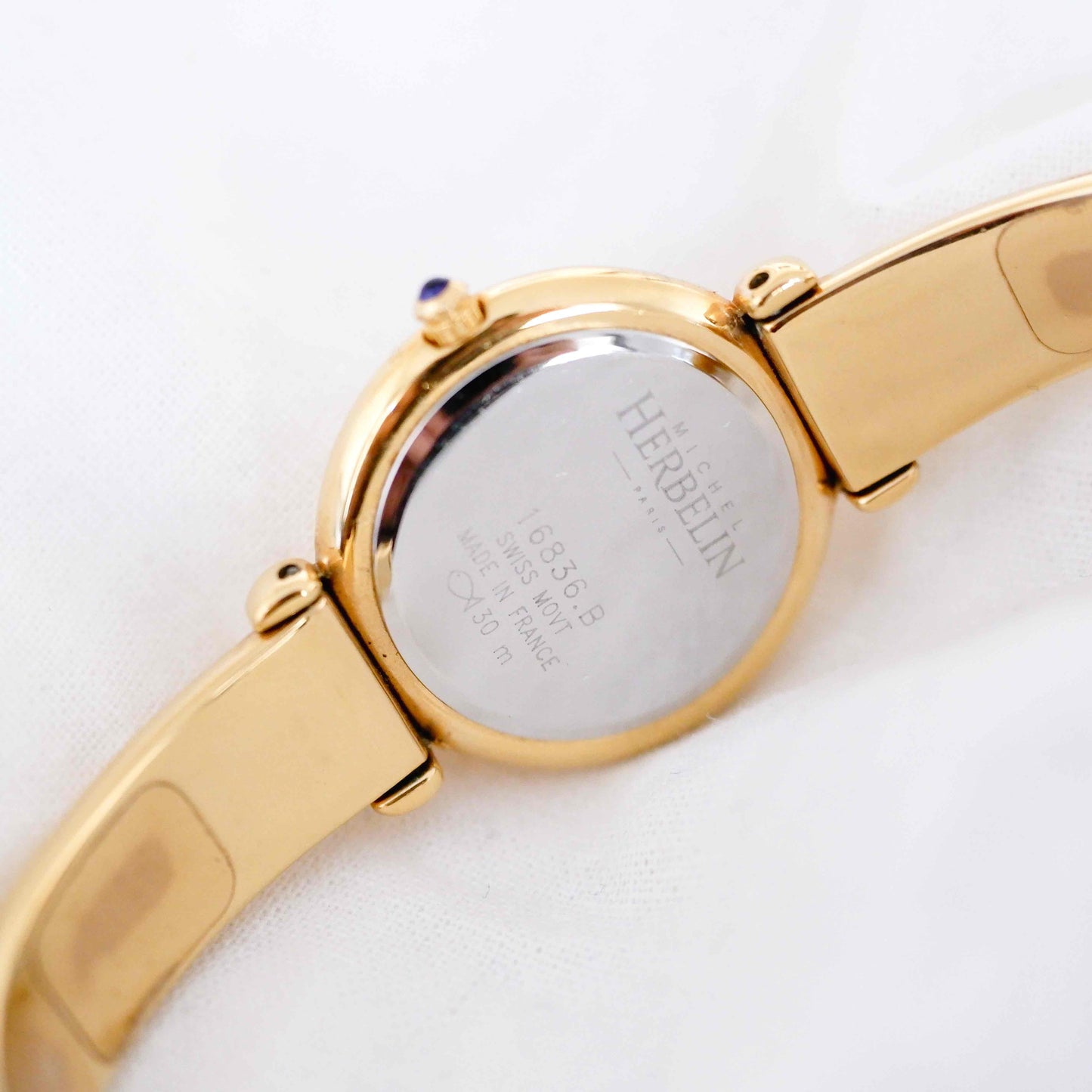 Michel Herbelin Cocktail Watch: Vintage Bangle Ladies 90s Golden with Champagne Dial