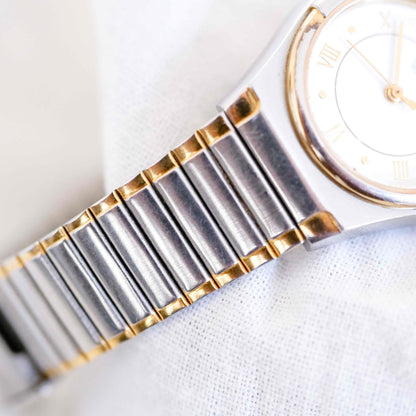 Seiko Dainty Cocktail Watch: Ladies Vintage 90s Two-Tone White Gold Dial