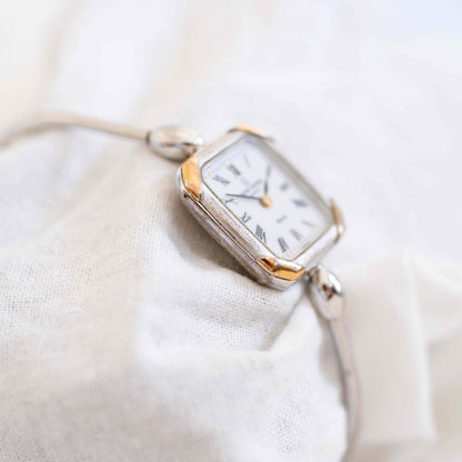 Michel Herbelin Cocktail Watch: Vintage Bangle Ladies 90s Two Tone with White Dial