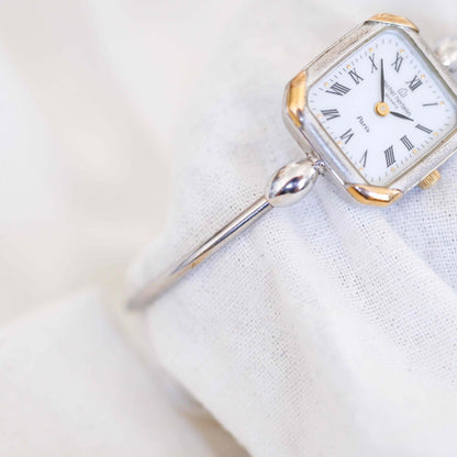 Michel Herbelin Cocktail Watch: Vintage Bangle Ladies 90s Two Tone with White Dial