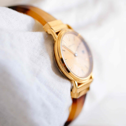 Zenith Cocktail Watch: Vintage Ladies 80s Golden Dainty with Amber Style Bracelet