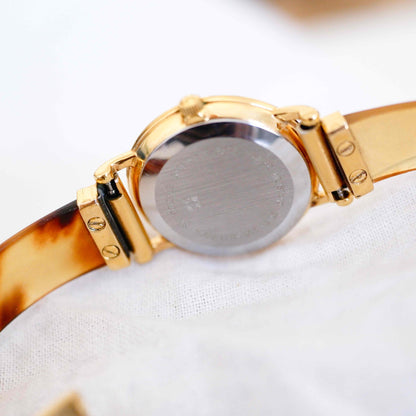 Zenith Cocktail Watch: Vintage Ladies 80s Golden Dainty with Amber Style Bracelet