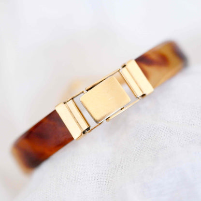 Zenith Cocktail Watch: Vintage Ladies 80s Golden Dainty with Amber Style Bracelet