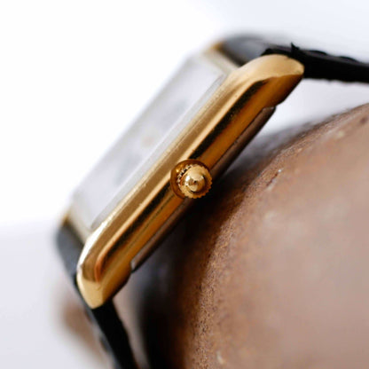 Alfex Vintage Ladies Watch: 80s Gold, Rectangular Moon Phase Style | Side View Right