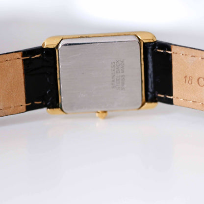 Alfex Vintage Ladies Watch: 80s Gold, Rectangular Moon Phase Style | Back Side