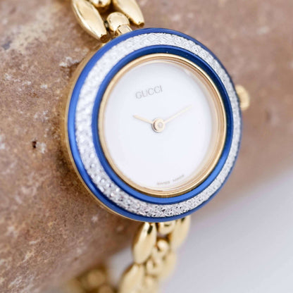 Gucci 11/12.2 Bezel Vintage Ladies Watch: 90s Golden Classic, Slight Left Side