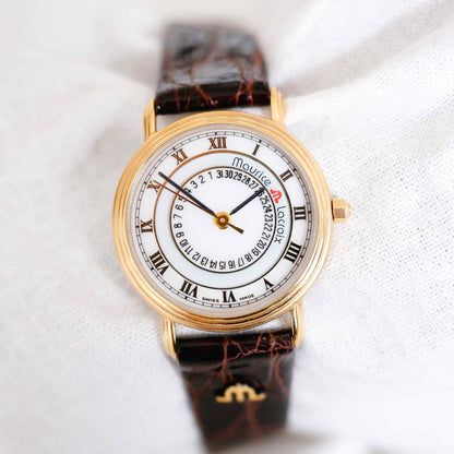 Maurice Lacroix Watch: Vintage Ladies Watch 90s Golden with White Dial - NOS