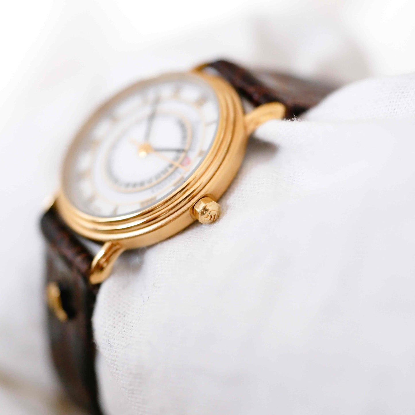 Maurice Lacroix Watch: Vintage Ladies Watch 90s Golden with White Dial - NOS