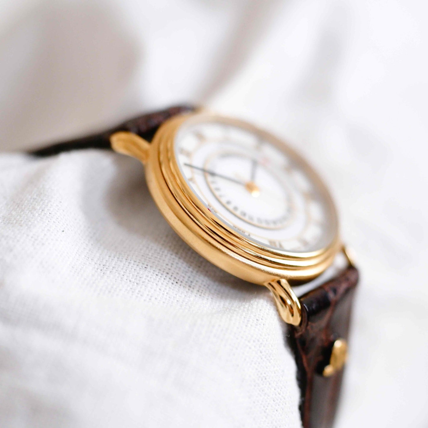 Maurice Lacroix Watch: Vintage Ladies Watch 90s Golden with White Dial - NOS