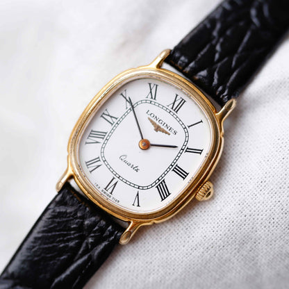Longines La Grande Classique: Ladies Tank Watch 90s Gold with White Roman Dial
