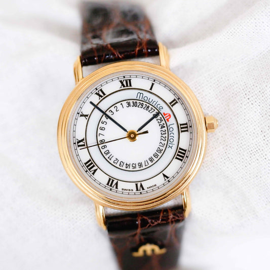 Maurice Lacroix Watch: Vintage Ladies Watch 90s Golden with White Dial - NOS