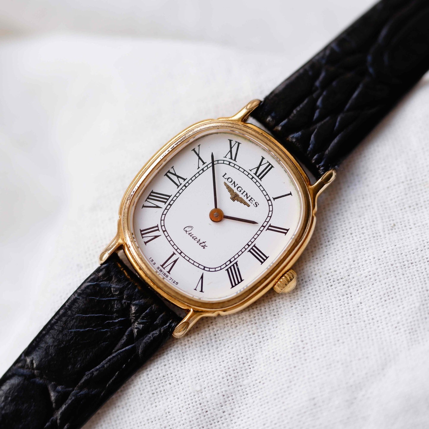 Longines La Grande Classique: Ladies Tank Watch 90s Gold with White Roman Dial
