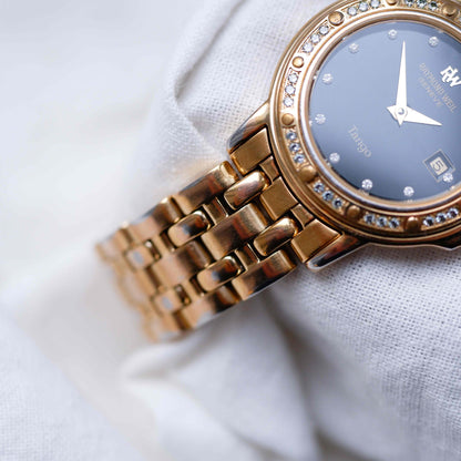 Raymond Weil Tango: Vintage Ladies 90s Watch Gold with Diamonds-Set Dial