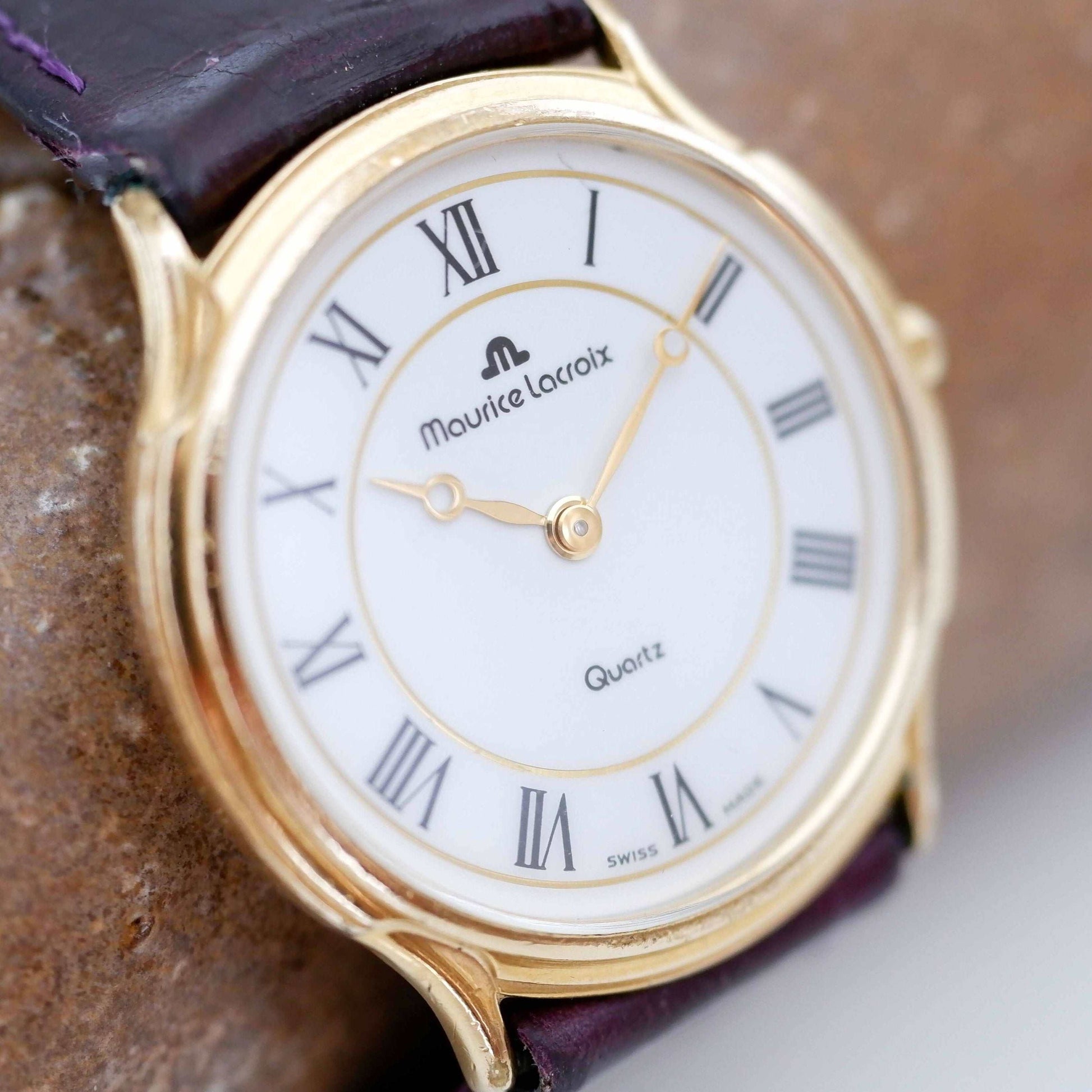 Maurice Lacroix Vintage Ladies Watch: 90s Golden with Classic Roman Numerals, Slight Left Side