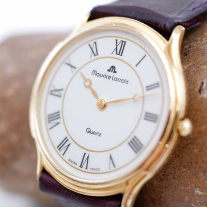 Maurice Lacroix Vintage Ladies Watch: 90s Golden with Classic Roman Numerals, Slight Right Side
