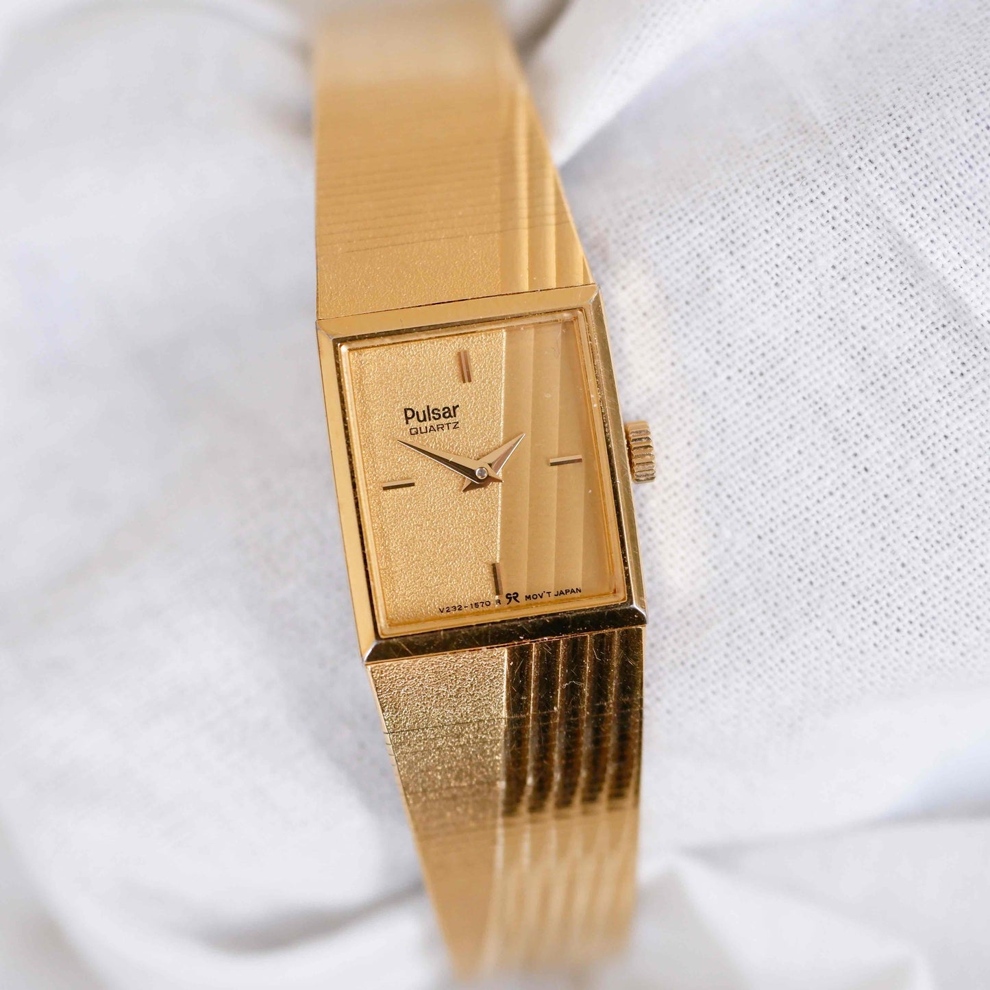 Pulsar Cocktail Watch: Vintage Ladies 80s Golden Dainty with Champagne Dial - NOS