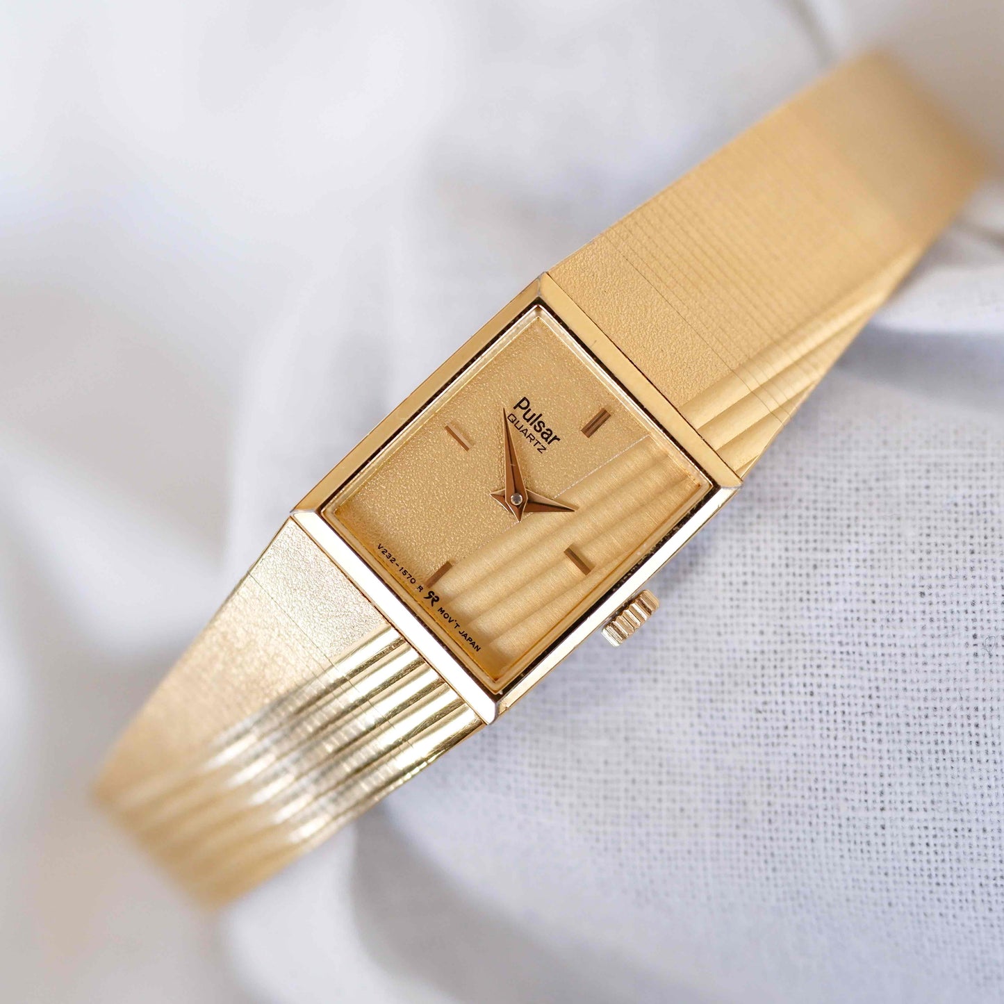 Pulsar Cocktail Watch: Vintage Ladies 80s Golden Dainty with Champagne Dial - NOS