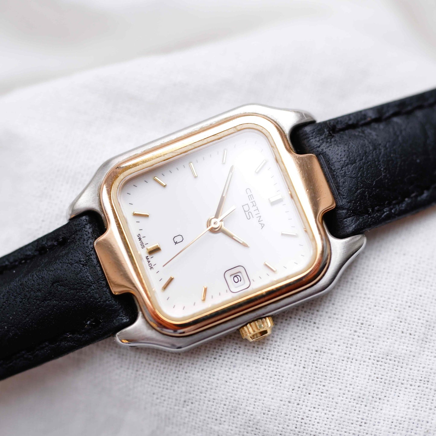 Vintage Certina Tank: Ladies DS 90s Two-Tone Classic White Dial