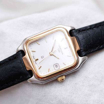 Vintage Certina Tank: Ladies DS 90s Two-Tone Classic White Dial