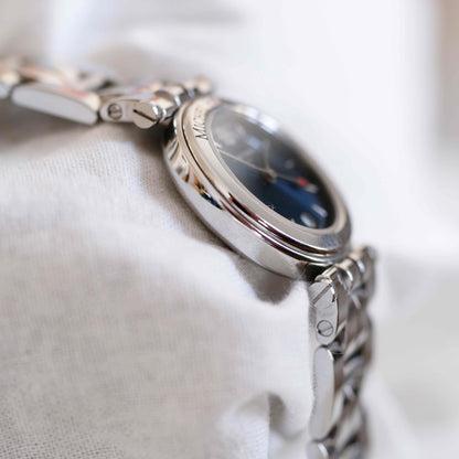 Michel Herbelin Newport: Vintage Ladies 2000s Silver with Blue Sunburst Dial