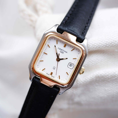 Vintage Certina Tank: Ladies DS 90s Two-Tone Classic White Dial