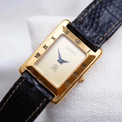 Vintage Gucci 4200L Tank: Ladies Watch: 90s Gold Champagne Dial