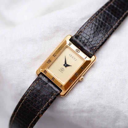 Vintage Gucci 4200L Tank: Ladies Watch: 90s Gold Champagne Dial
