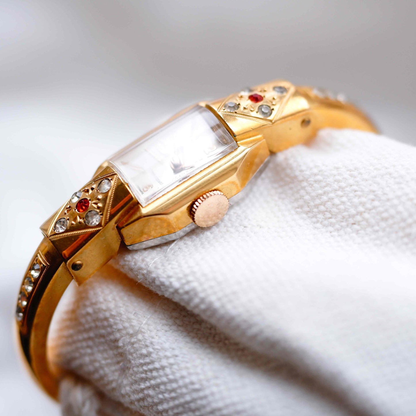 Repco Bangle Watch: Vintage Ladies 70s Golden Mechanical with original Box