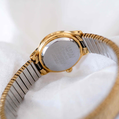 Pulsar Cocktail Watch: Vintage Ladies 80s Golden Dainty with White Dial