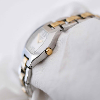 Tissot Vintage Tank Style: Ladies 90s Two Tone Mother of Pearl Dial