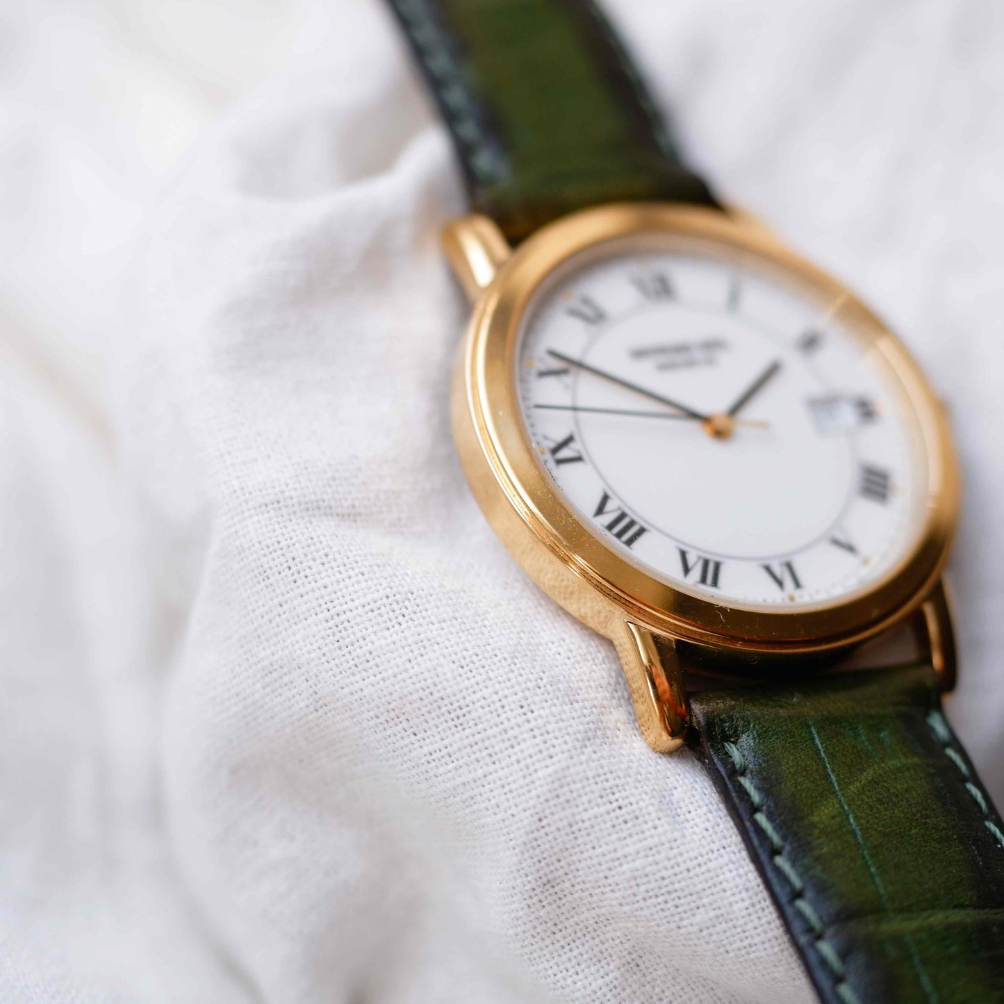 Raymond Weil Watch: Vintage 90s Golden Roman Numerals White Dial