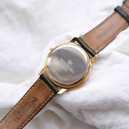 Raymond Weil Watch: Vintage 90s Golden Roman Numerals White Dial
