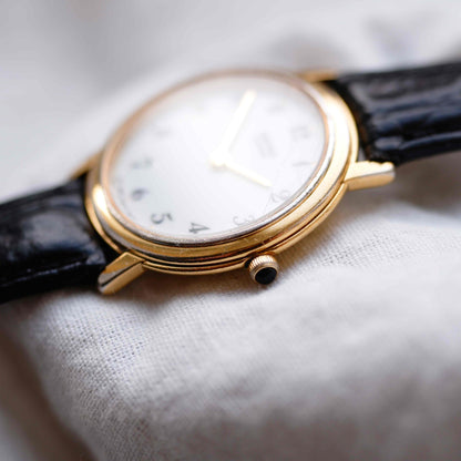 Seiko Vintage Ronde: Ladies Watch 90s Gold White Arabic Dial