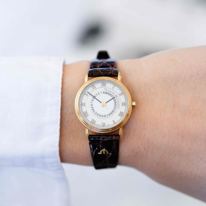 Maurice Lacroix Watch: Vintage Ladies Watch 90s Golden with White Dial - NOS