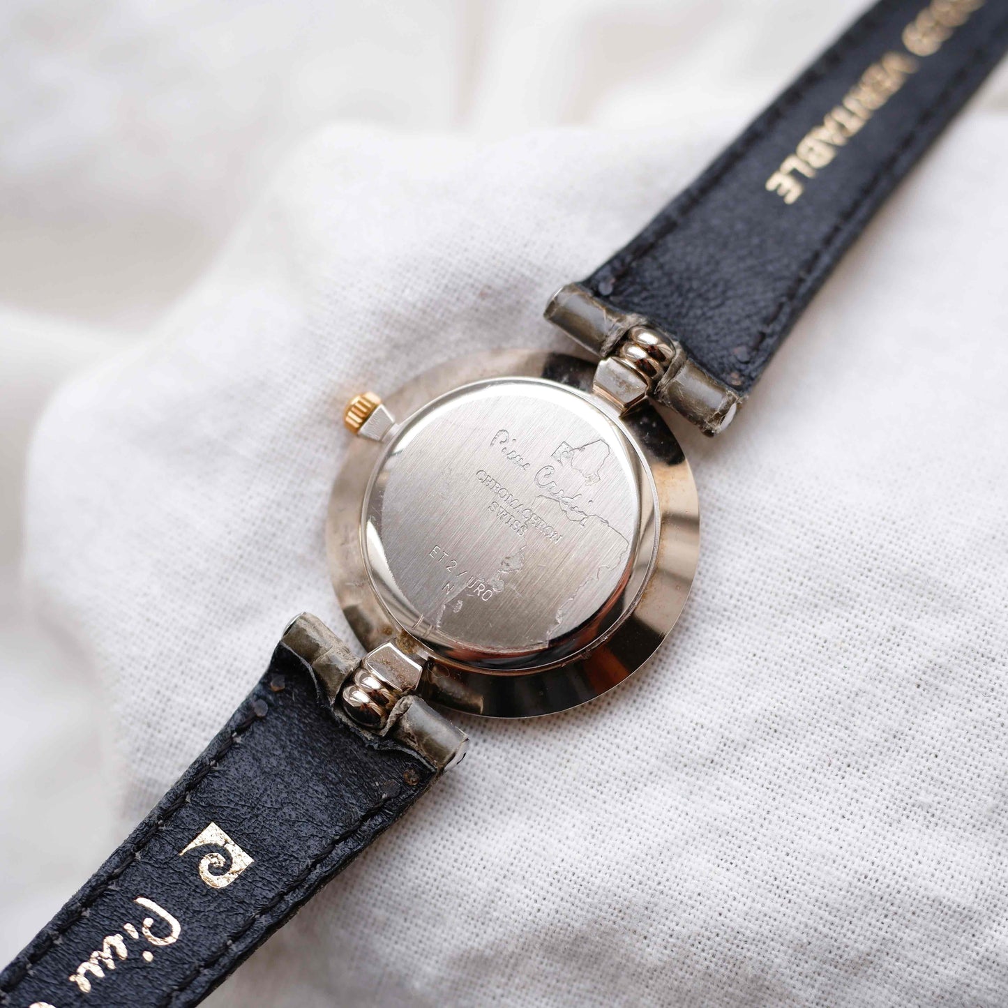 Pierre Cardin Vintage Watch: Two-Tone Ladies Golden Watch 80s Gray Dial - NOS