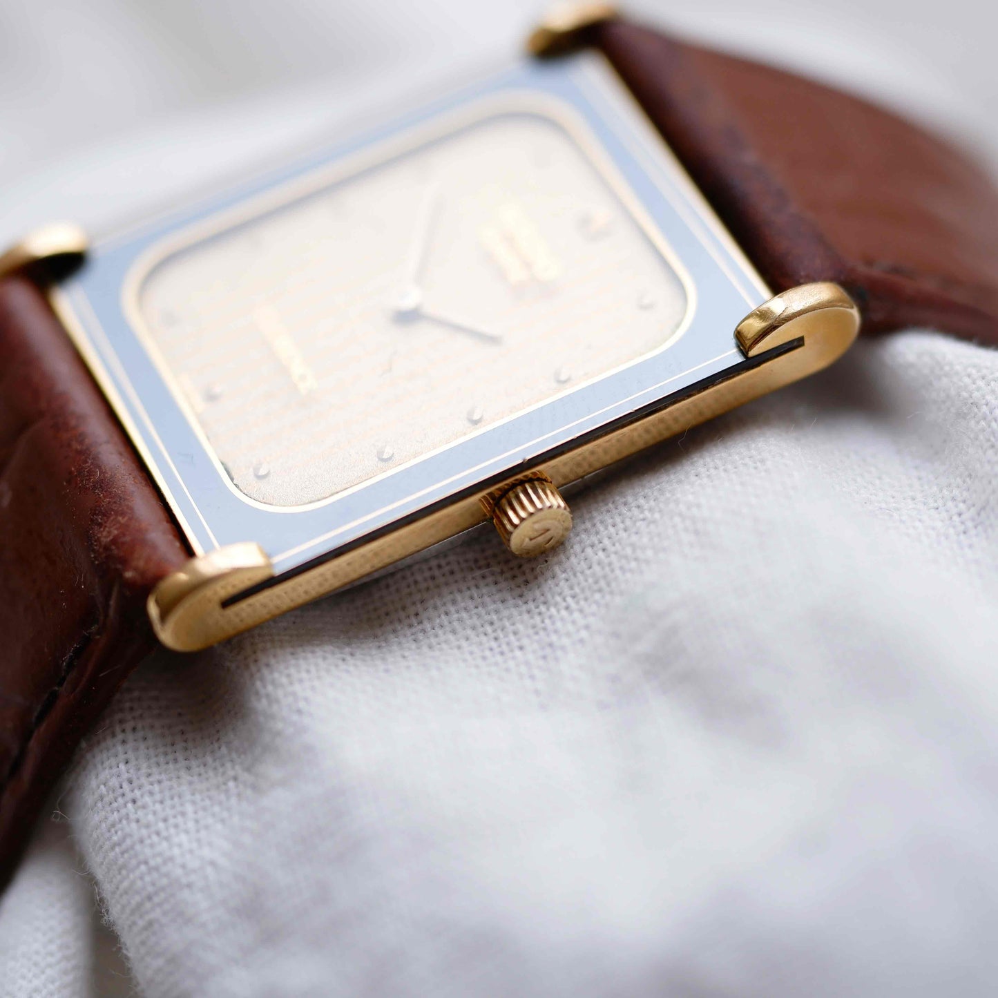 Rado Florence Tank: Vintage Ladies Watch 80s Golden Champagne Stripe Dial