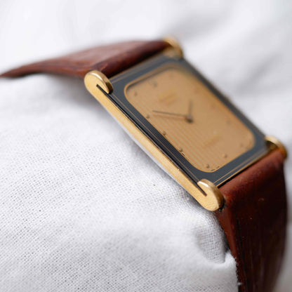 Rado Florence Tank: Vintage Ladies Watch 80s Golden Champagne Stripe Dial