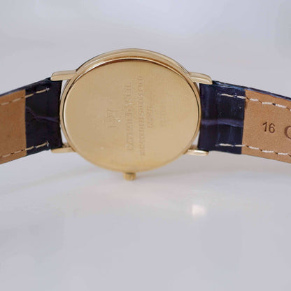 Raymond Weil Vintage Ladies Watch: 90s Golden Oval Style with Blue Sunburst Dial, Back Side