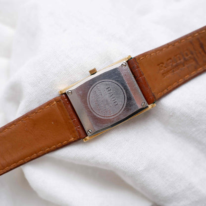 Rado Florence Tank: Vintage Ladies Watch 80s Golden Champagne Stripe Dial