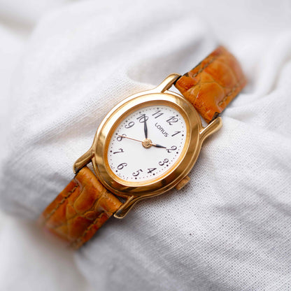 Vintage Lorus by Seiko Ellipse: Ladies Watch 90s Gold Art Deco