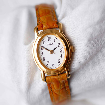 Vintage Lorus by Seiko Ellipse: Ladies Watch 90s Gold Art Deco