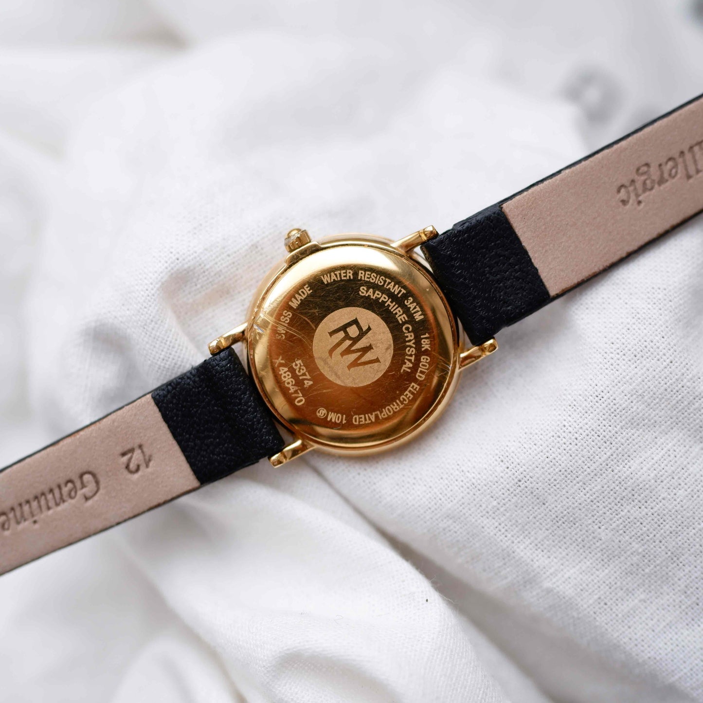 Raymond Weil Watch: Vintage Ladies 90s Golden Guilloche Roman Numerals